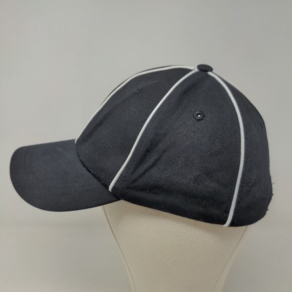 Unbranded Men's Strapback Hat Black Adjustable Blank White Stripes - Picture 3 of 6